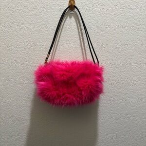 Vibrant Pink Faux Fur Shoulder Bag
